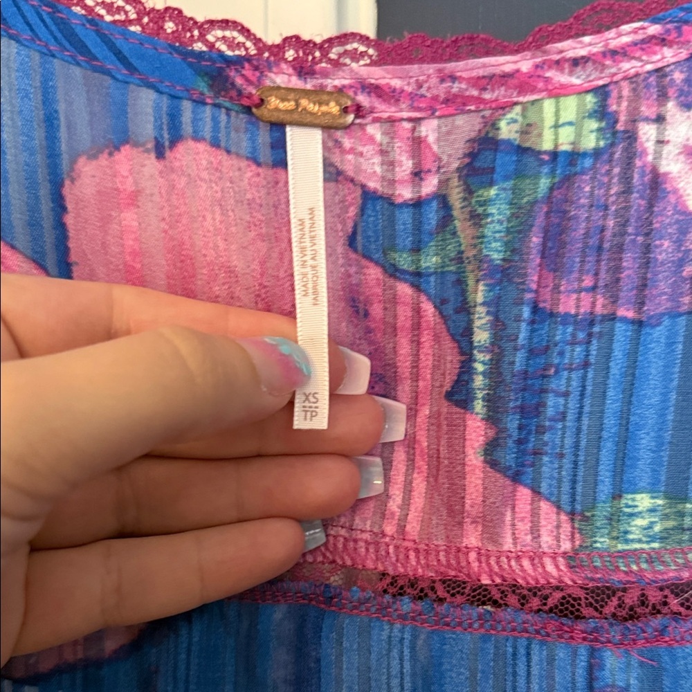 Free People Blue and Pink Floral Dress​ - Picture 2 of 4